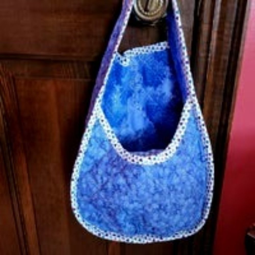Light blue dark blue floral handmade doorknob farmhouse organizer